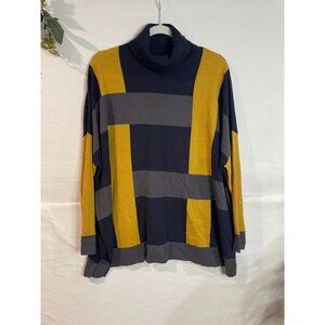 Jones New York Women's Color Block Turtleneck Sweater Long Sleeve Size L